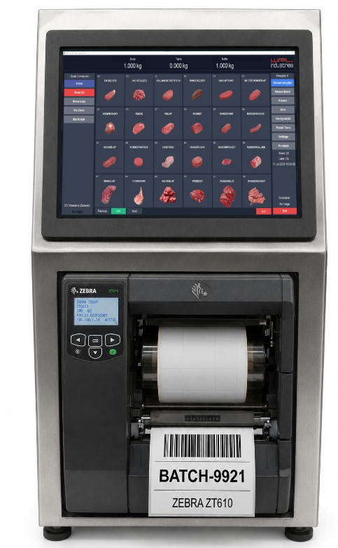 WPL1050 touchscreen weeg- en etiketteersysteem met Zebra ZT610-printer