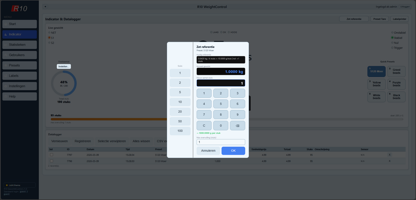 WeightControl Count – Professionele telsoftware voor weegschalen en ERP-integratie